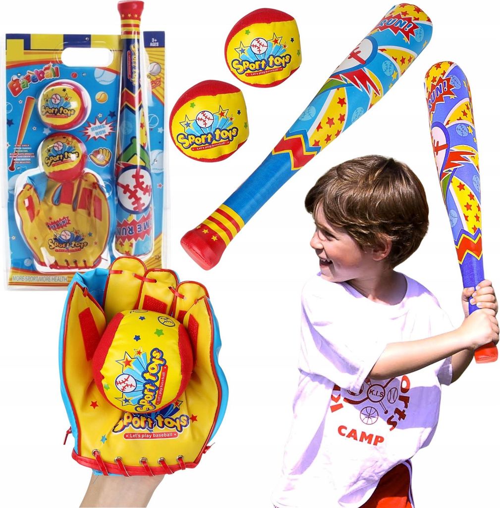 Set da baseball, guanto, due palle, mazza da baseball per Immagine del prodotto 