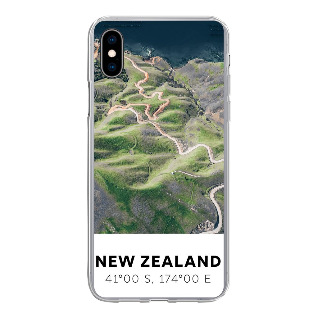 MuchoWow Handyhülle Schutzhülle Hülle für iPhone Xs Neuseeland - Wasser - Grün - Strand Silikon Softcase Handy Hülle - Handytasche