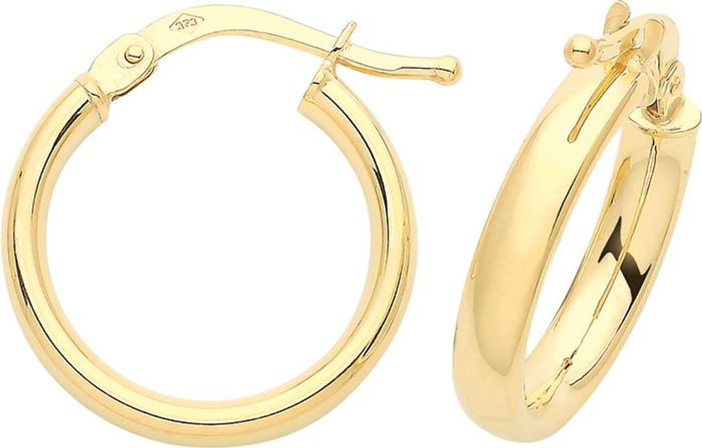 Edle 9 Karat (375) Gold Damen - Paar Creolen - 12mm; TRS37520MM12