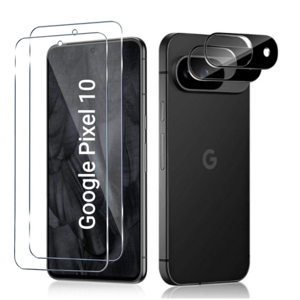 CLM-Tech 4er Set Schutzfolie kompatibel mit Google Pixel 10 - 2X Panzerfolie + 2X Kameraschutz Kameraglas Panzerglas Displayschutz 9H Glas Displayf...