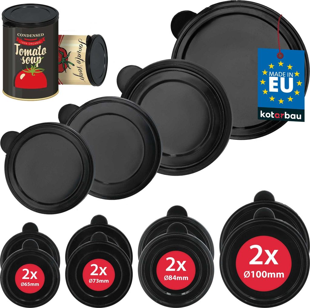KOTARBAU Satz mit 8 Stück - Dosendeckel - Deckel für dosen - 100/84/73/65 mm - Dosen Verschluss - Blechdosendeckel Deckel - Konserven Deckel