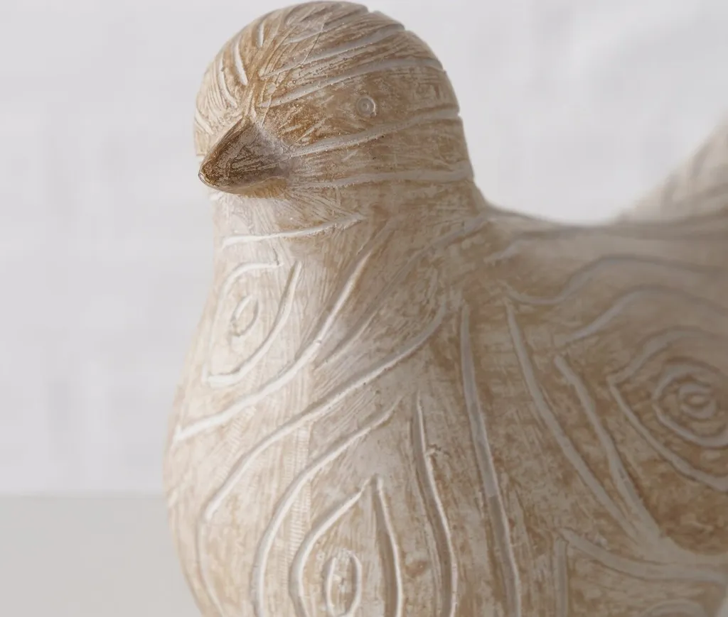 Duo d'oiseaux décoratifs KARIMO en polyrésine - Finition artisanale 2 psc