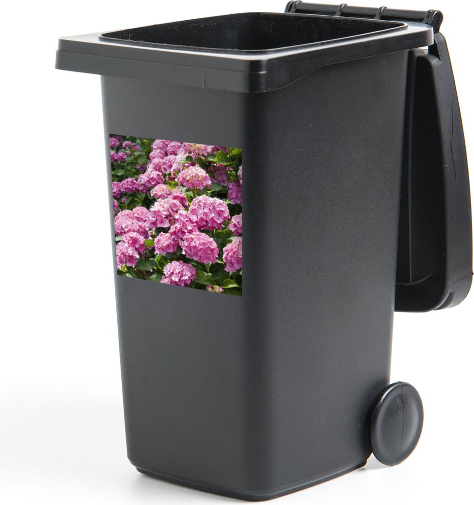 MuchoWow Mülltonnenaufkleber rosa Hortensien im Sommer 40x40 cm - Abfall-Aufkleber - Container - für Abfallcontainer