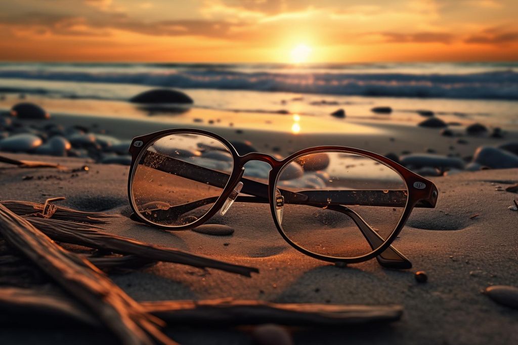 Poster 30x20cm Sonnenuntergang durch Glas
