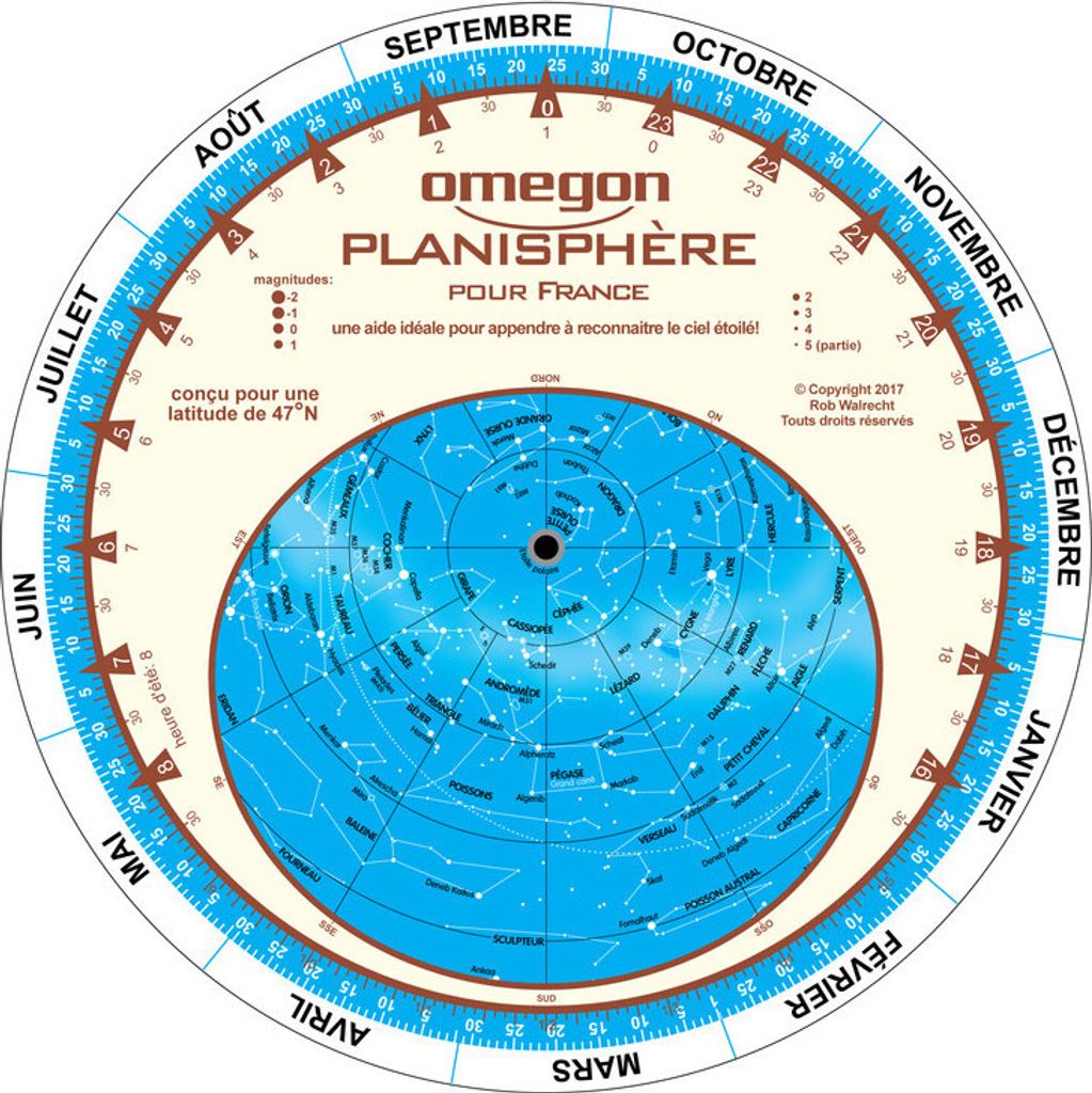Omegon Sternkarte Planisphére du ciel 17,5cm / 47°