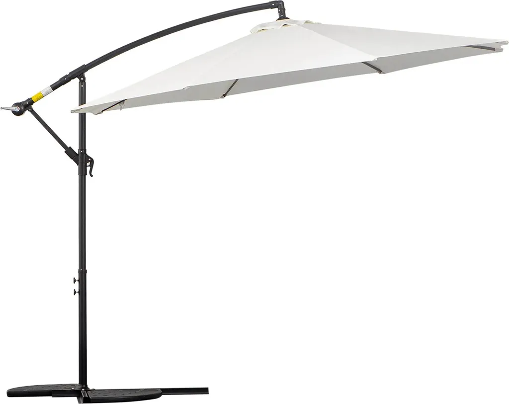 Parasol de jardin suspendu inclinable 295 cm coloris crème pour terrasse