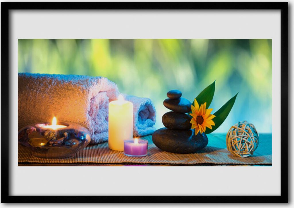 Bild 70x50 MDF-Rahmen Wandkunst Kerzen Towel Art