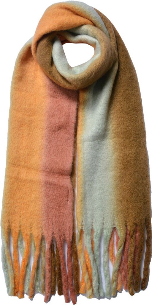 Clayre & Eef Winterschal Damen 35x180 cm Braun Blau Acryl Produktbild 