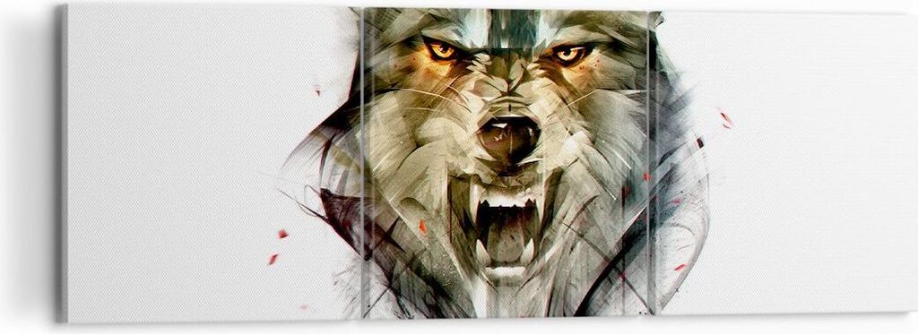 Bild auf Leinwand - Leinwandbild - Wolf Tier Wald - 120x40cm - Wand Bild - Wanddeko - Wandbilder - Leinwanddruck - Bilder - Kunstdruck - Wanddekora...