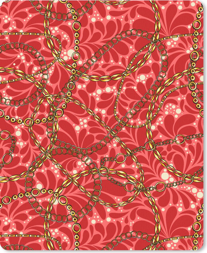 MuchoWow Mauspad Mousepad Muster - Gold - Halskette - Rot 19x23 cm - Mousepads - Maus Mat - Pad - Mausunterlage - Mauspads - Spielen