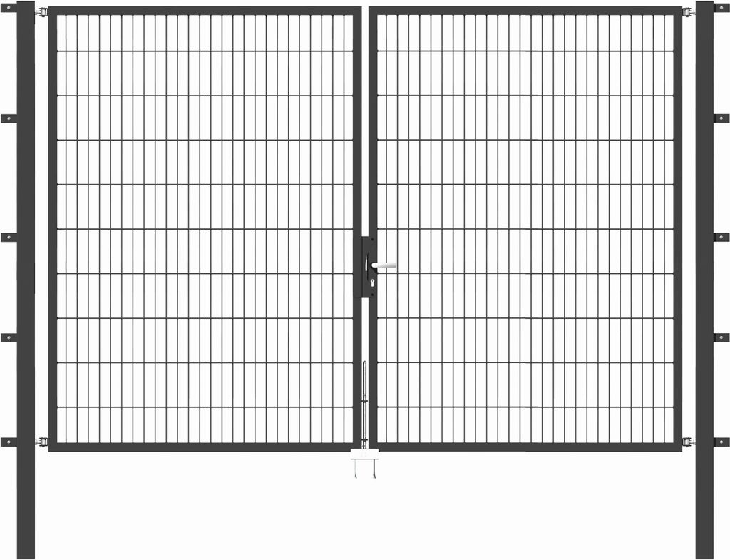 Alberts Doppeltor Flexo mit Zubehör, zum Einbetonieren, anthrazit, Breite 300 cm, Höhe 200 cm
