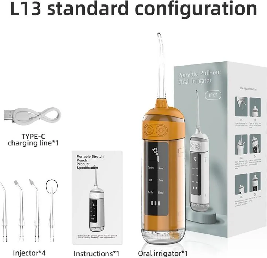 Hydropulseur Portable INF Orange avec Nettoyage Oral à Haute Pression