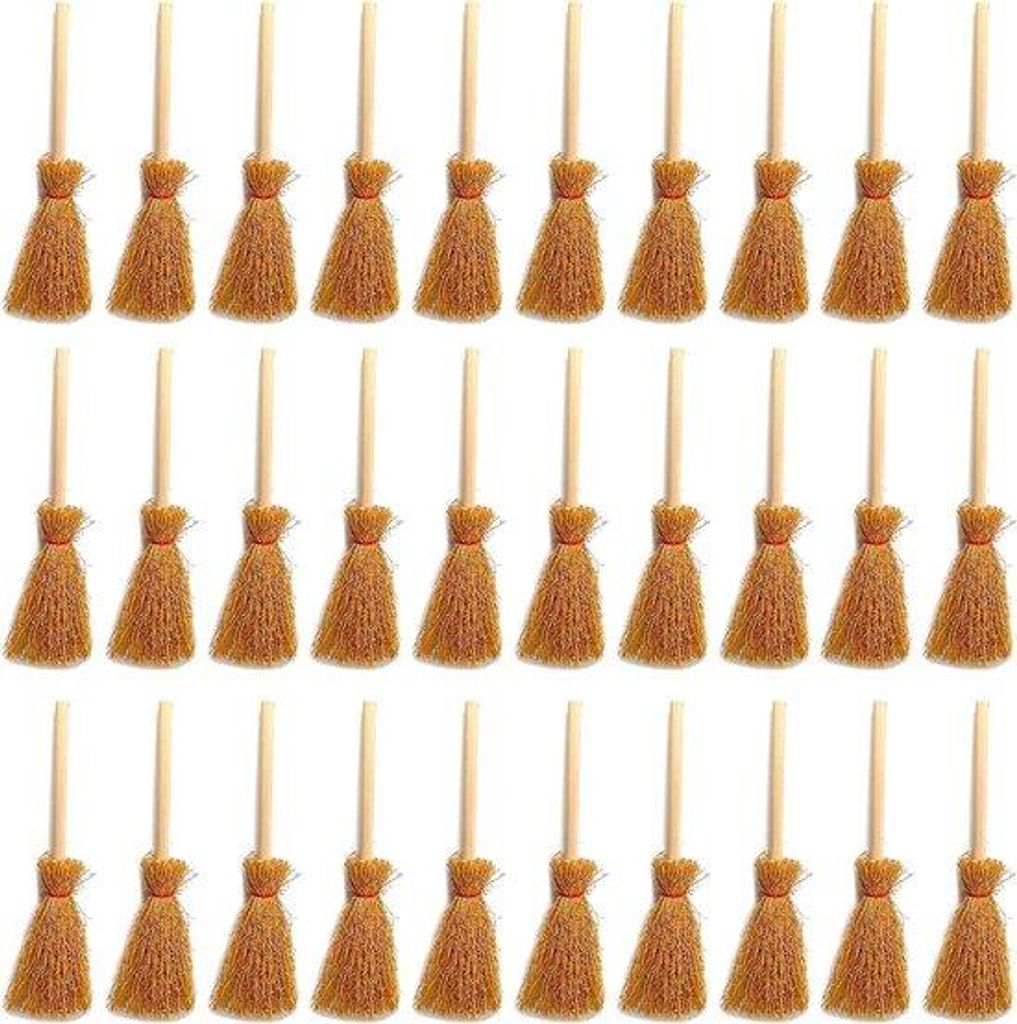 Miniatur-Strohbesen-Sets - rote Fäden - für Kinder - 30 Stück - Dekoration - Bastelset