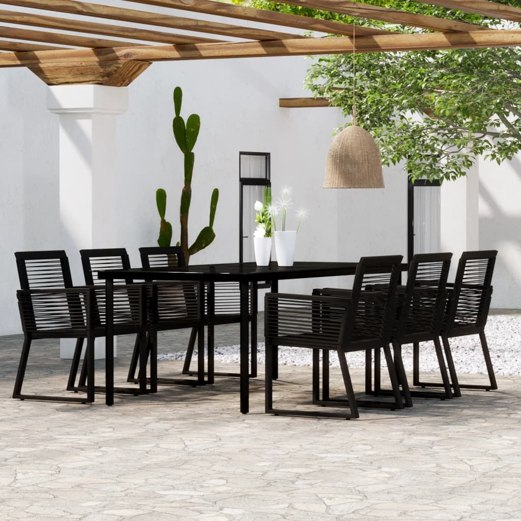 7-tlg. Garten-Essgruppe Schwarz , Gartenmöbel-Sets Design 2024