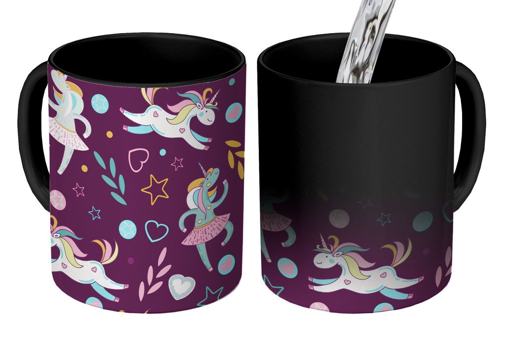 KitchenYeah Zauber Tasse Zaubertasse Magic Einhorn - Ballett - Schnittmuster 350 ml Farbwechsel Becher Geschenk Geschenkidee - Magic-Tasse - Foto...