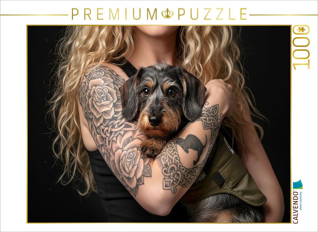 CALVENDO Puzzle Schau, schau, ein hübsches Rauhaardackel-Mädel. | 1000 Teile Lege-Größe 64x48cm Foto-Puzzle für glückliche Stunden