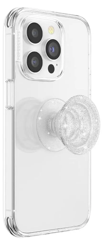 PopSockets PopGrip Clear Glitter Silver - Support de téléphone pailleté - 12