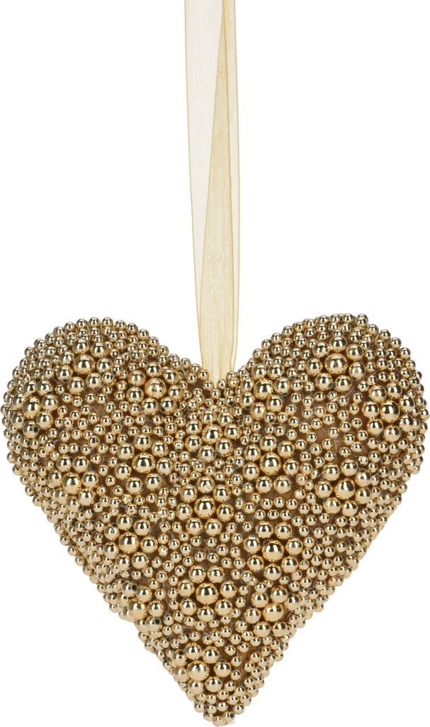 Hängendes Perlenherz, 15cm, gold