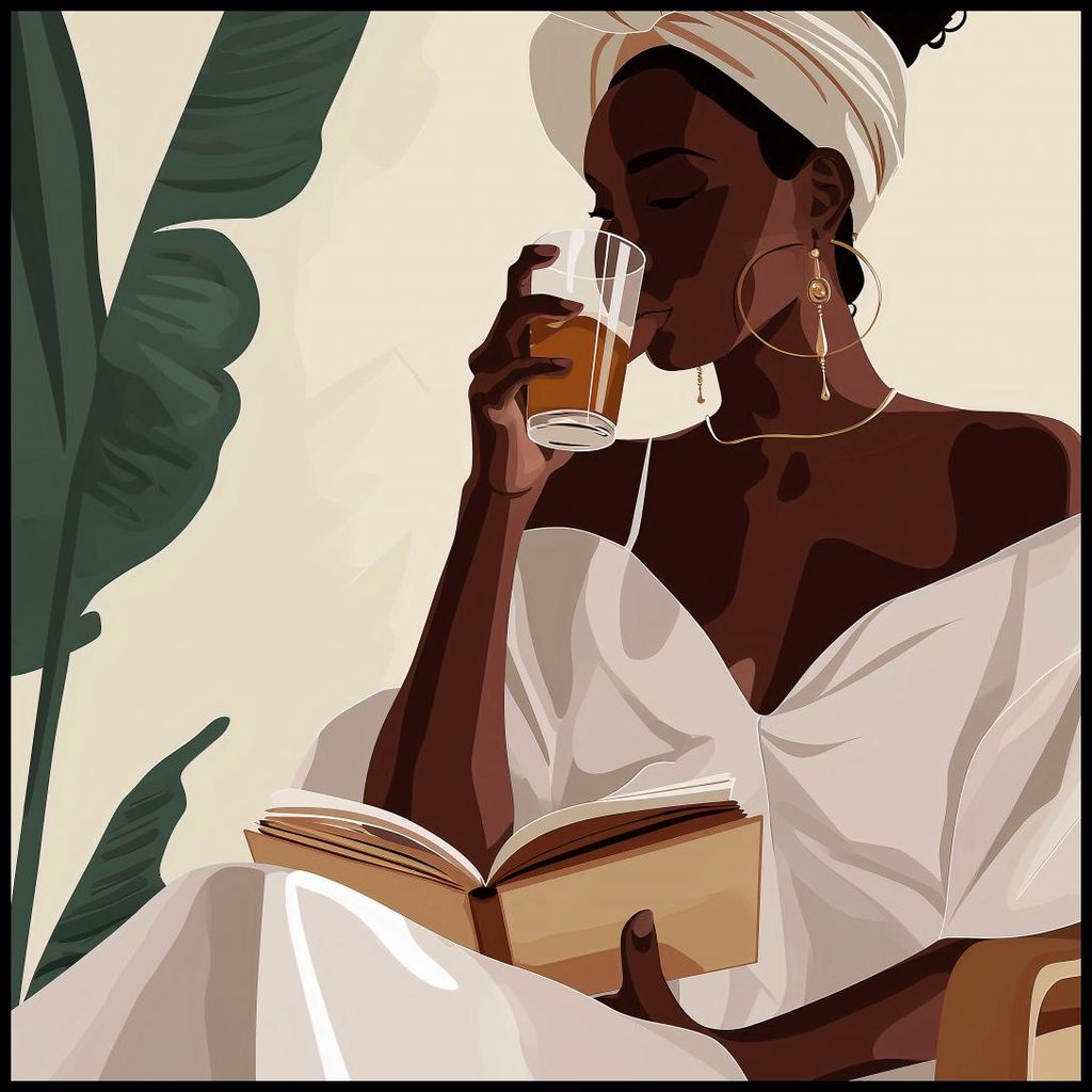 Plakat 100x100cm Moment mit einem Buch