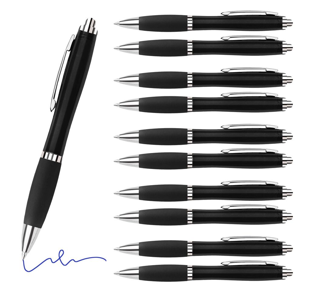 10 Stück ergonomische Kugelschreiber, Schwarz Produktbild 