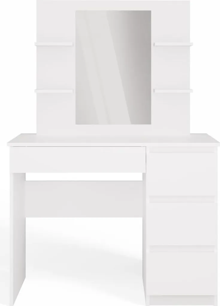 Table de maquillage blanche avec miroir et rangements Marina Mijas P