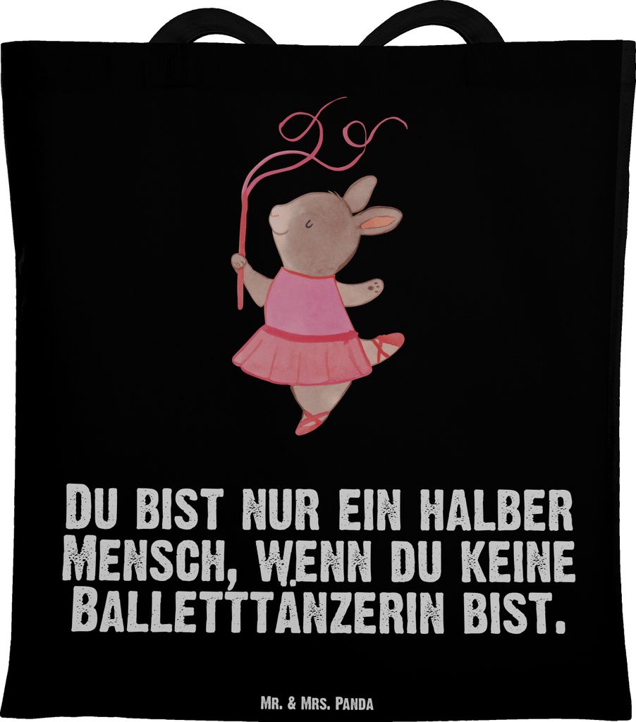 Mr. & Mrs. Panda Beutel Balletttänzerin Herz - Schwarz - Geschenk, Laptoptasche, Beruf, Ballett, Baumwolltasche, canvas tasche, Spruch, Ballerina,...