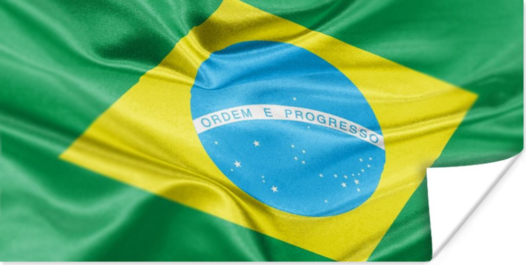 MuchoWow Poster Nahaufnahme der Flagge von Brasilien 150x75 cm - ohne Rahmen