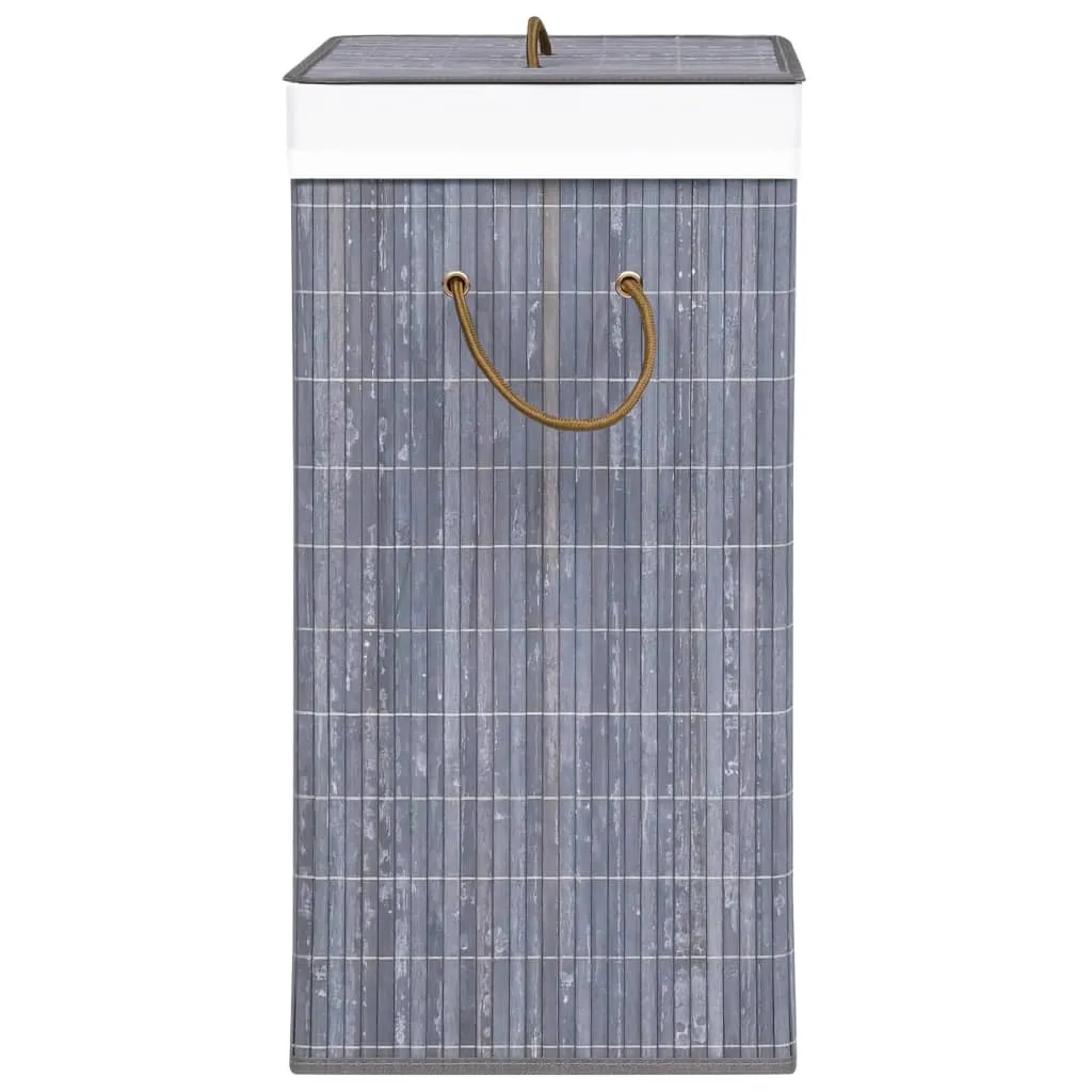 vidaXL Panier à linge en bambou gris 2 compartiments de 72 L - 4