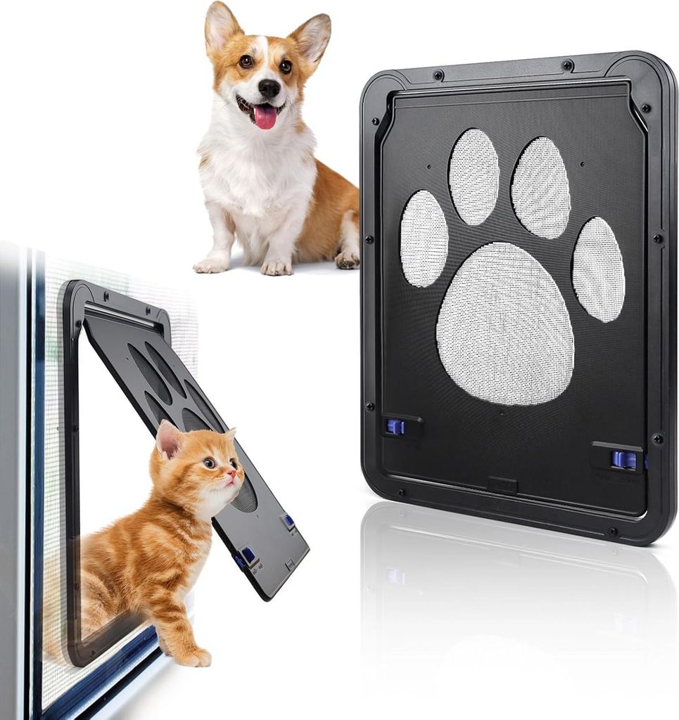 Katzenklappe, Hundeklappe für Innentür, Außentür, Türen, Fenster, Fliegengitter, Hundeklappen mit Magnet und Schloss, Katzenklappe, Fliegengit...