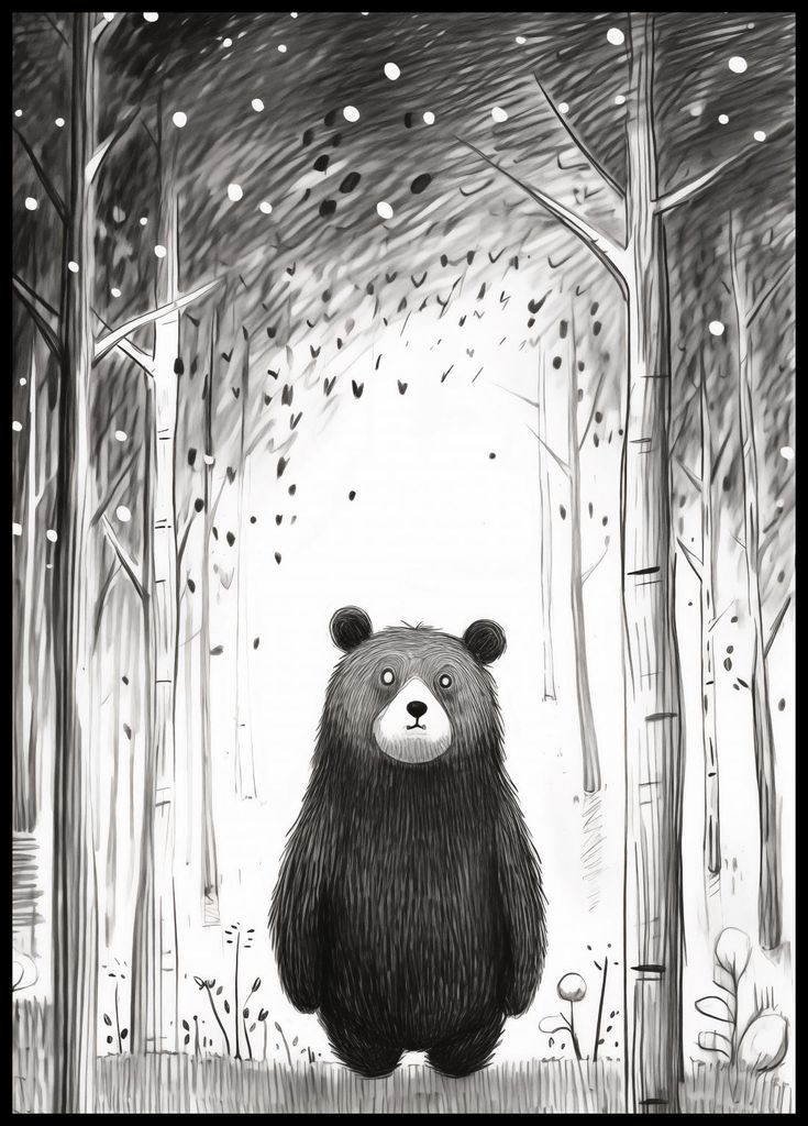 Plakat 64x90cm Neugieriger Bär