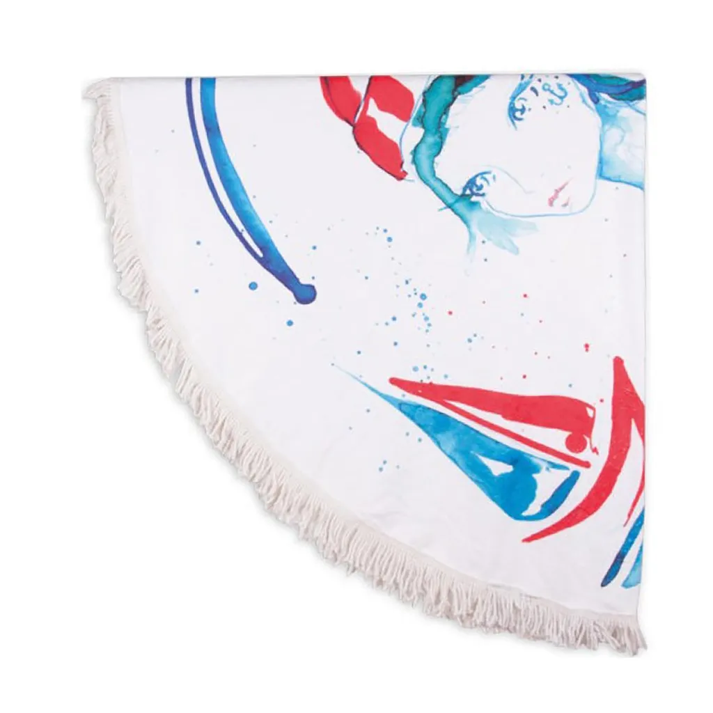 Grande Serviette de Bain Ronde Absorbante et Couverture de Plage 150cm - 4