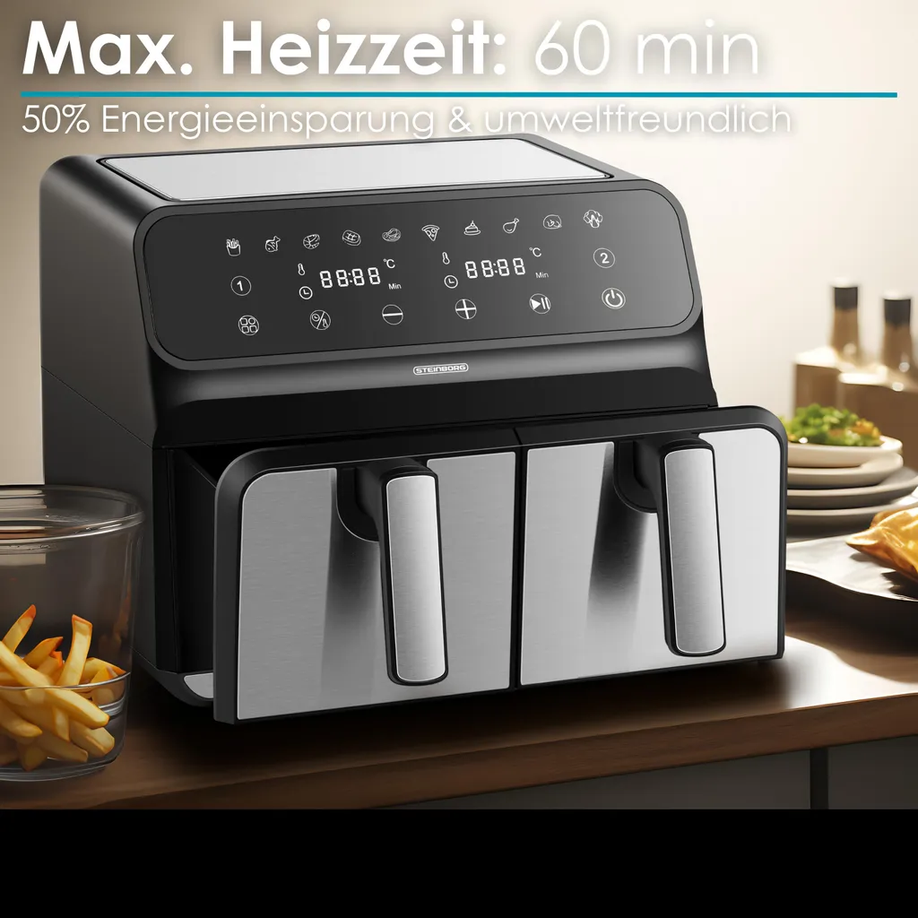 Airfryer double compartiment Steinborg SB-3131 pour cuisine saine 9L - 8