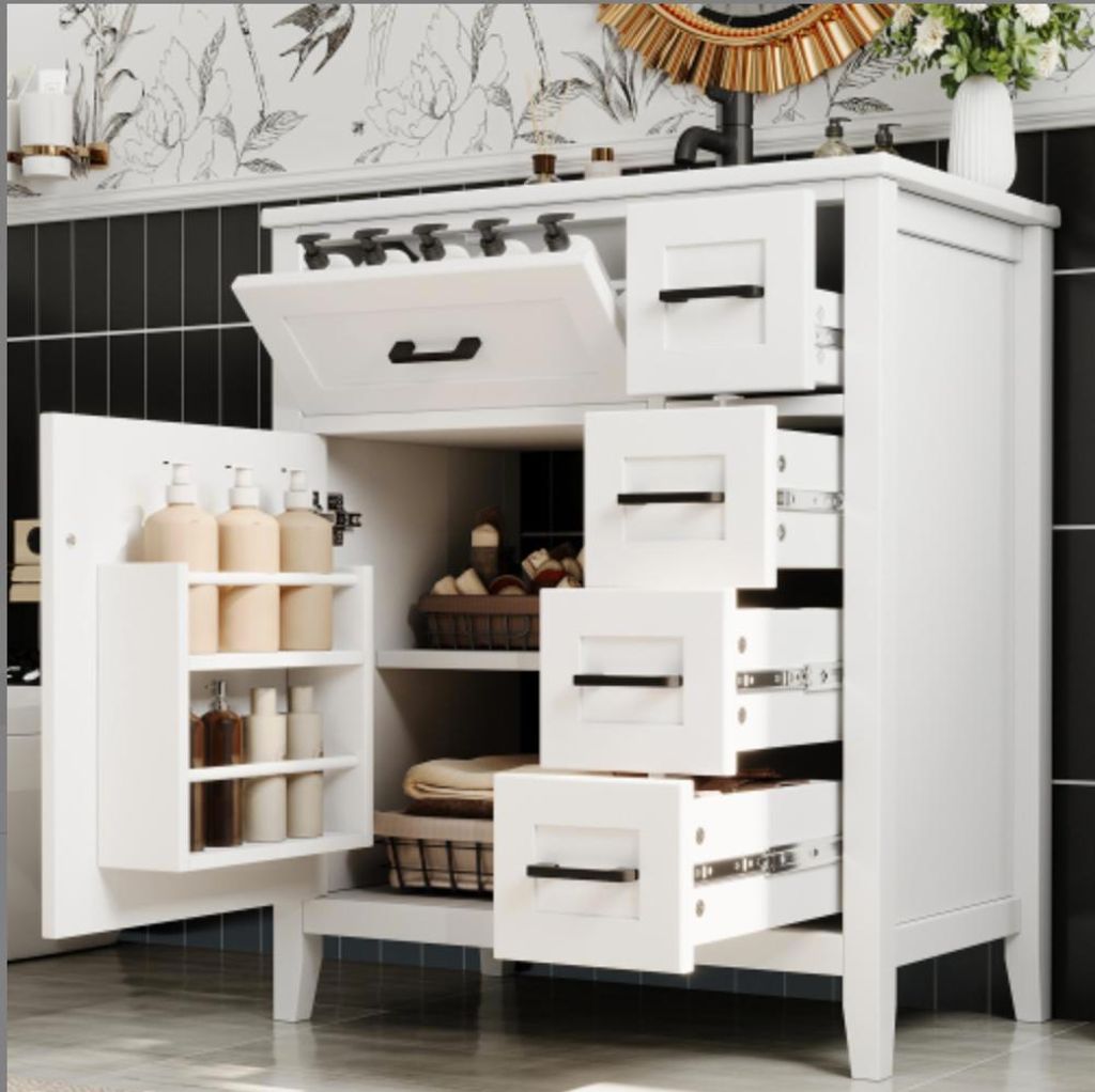 Umyvadlová skříňka s keramickým umyvadlem 76 x 46 x 90 cm, Obrázek produktu 