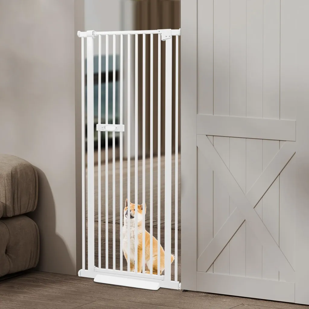 Barrière de sécurité pour chien robuste avec largeur modulable blanche