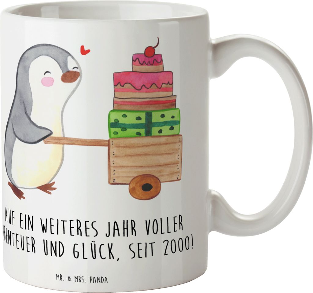 Mr. & Mrs. Panda Trinkbecher 2000 Geburtstag Abenteuer Glück - Weiß - Geschenk, Teetasse, Jahr, Geburtstagsgeschenk, Geburtsjahr, Pott, Glückwü...