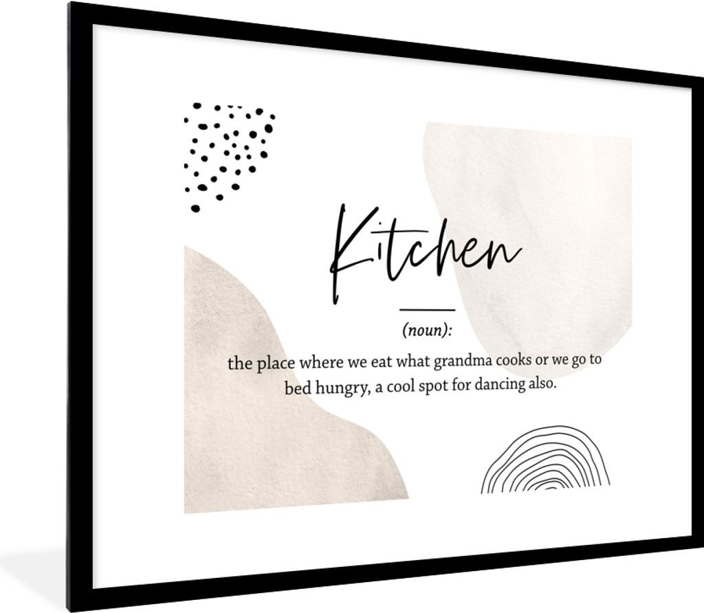 MuchoWow Gerahmtes Poster Definition Küche - Küche - Zitate - Wörterbuch 80x60 cm - Poster mit Schwarzem Bilderrahmen Wandposter Rahmen Foto B...