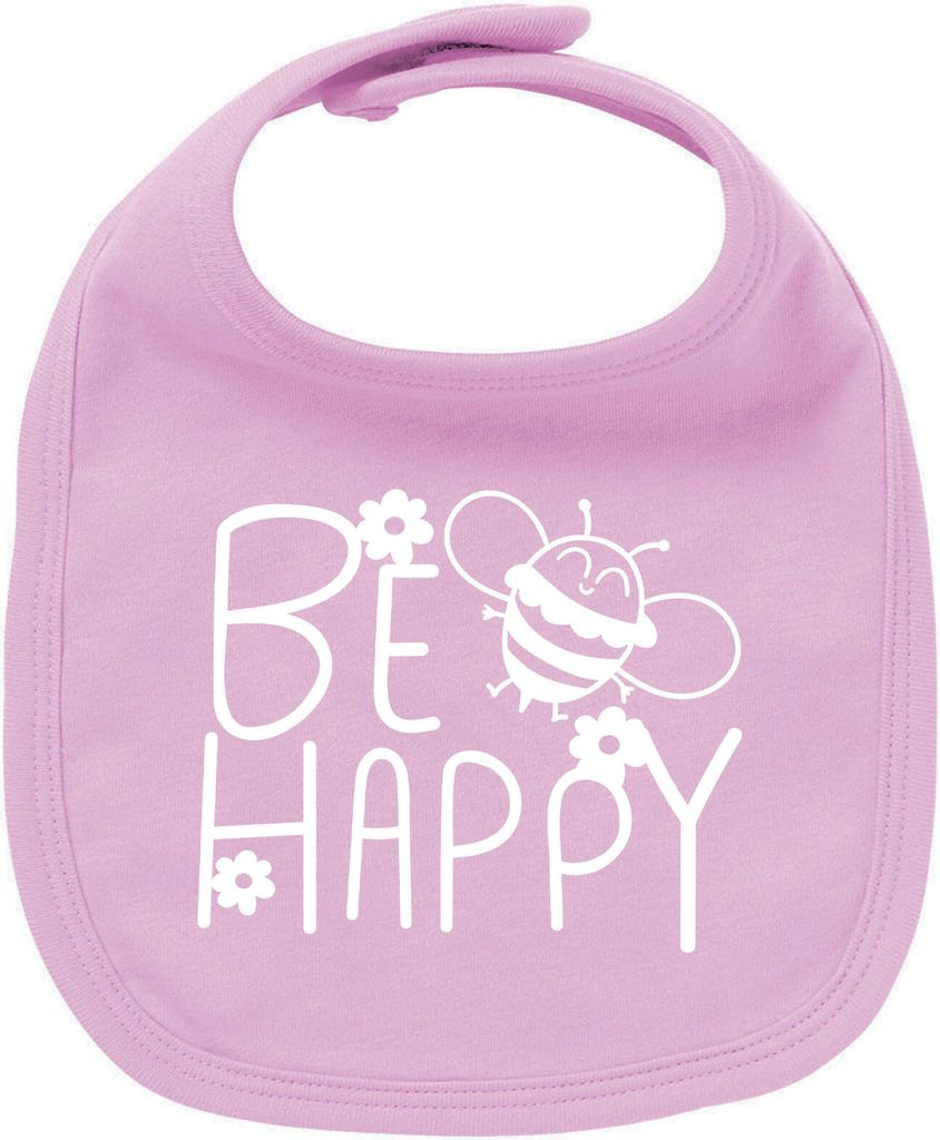 Huuraa Unisex Babylatz Be Happy Biene Geschenk Babypink Baumwolle Be Happy Mitbringsel