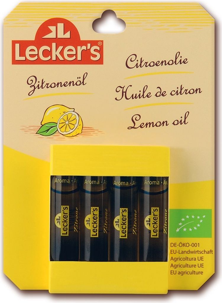 Lecker's Zitronenöl (naturreines Aroma) 4 x 2ml