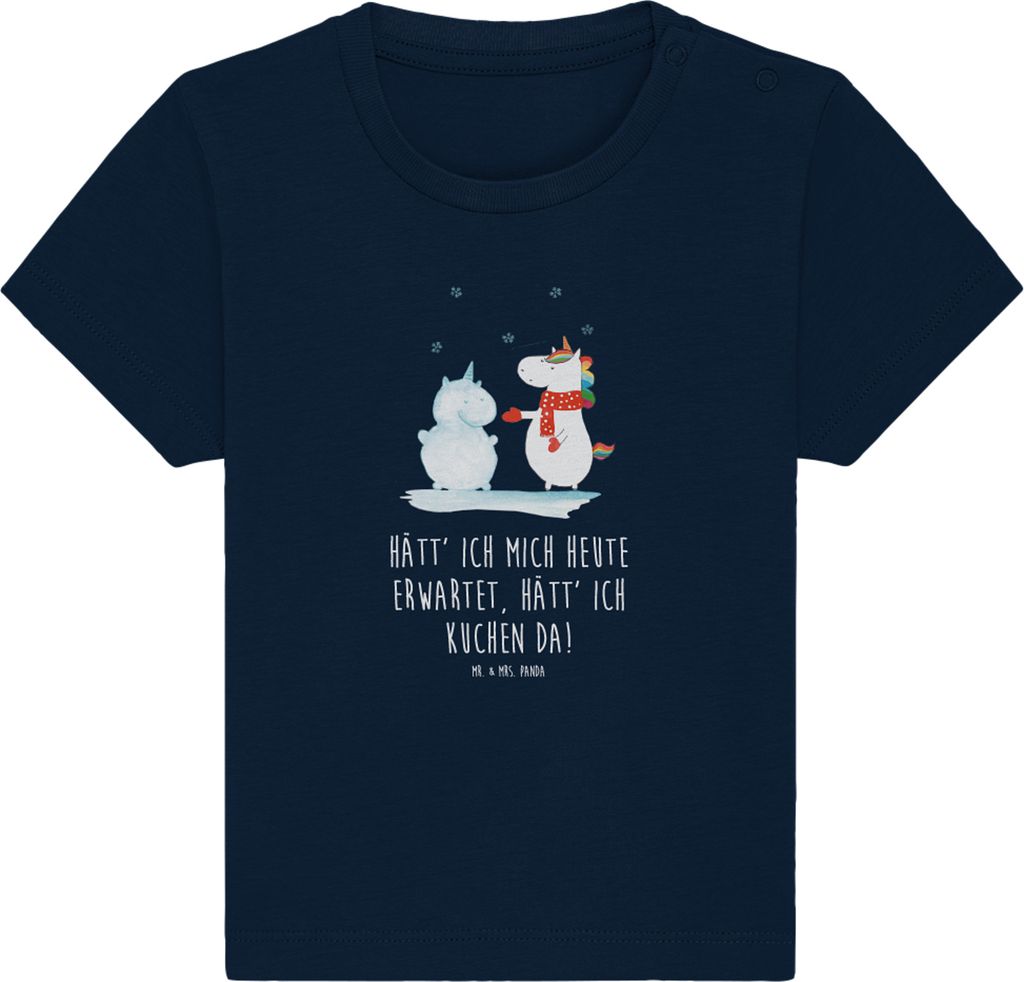 Mr. & Mrs. Panda Babyshirt Einhorn Schneemann 0. - 6. Monat - French Navy - Geschenk, Baby Oberteil, Schnee, Organic T-Shirt, Kleinkind Shirt, Kuch...