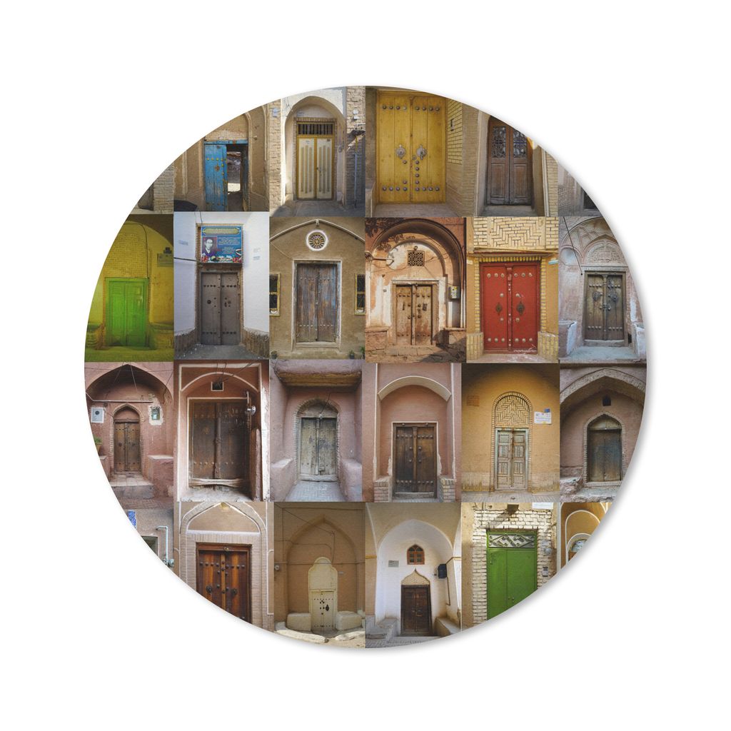 MuchoWow Mauspad Mousepad Türen - Farbenfroh - Architektur - Collage - Vintage 40x40 cm - Mousepads - Maus Mat - Pad - Mausunterlage - Schreibti...