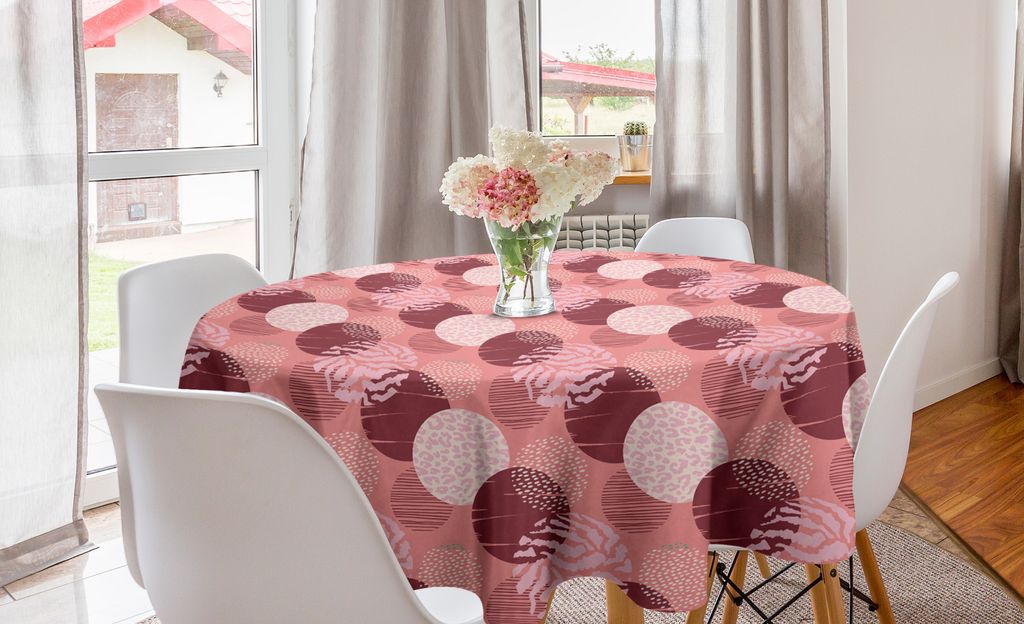 ABAKUHAUS Abstrakt Runde Tischdecke, Verschiedene Kreisformen, Kreis Tischdecke Abdeckung für Esszimmer Küche Dekoration, 150 cm, Pale Maroon Coral