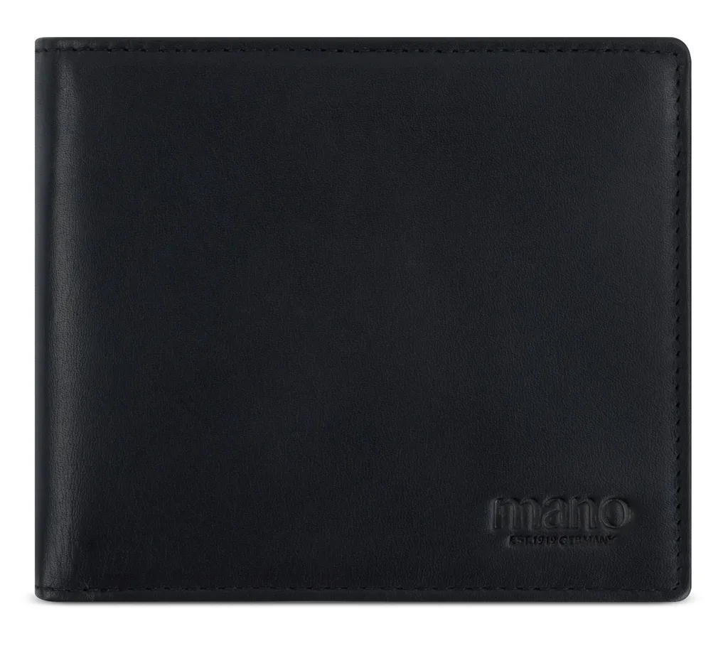 Portefeuille compact en cuir véritable et porte-monnaie noir
