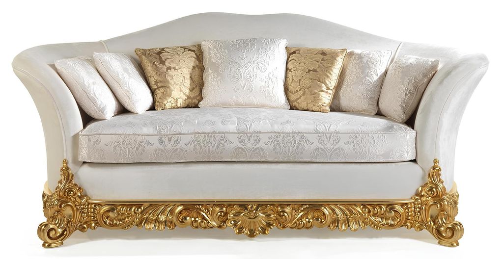 Weißes Sofa klassisches Dreisitzer Sofas Wohnzimmer Textil Couches 3 Sitze