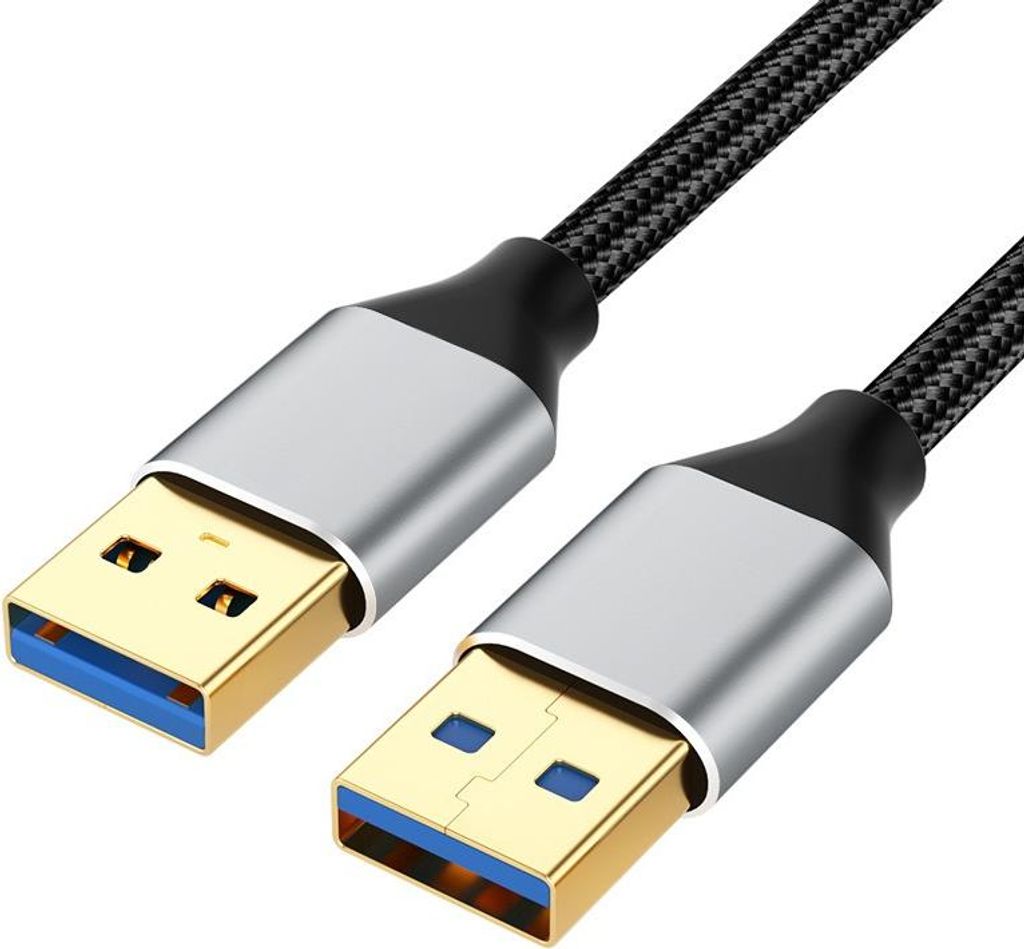 INF USB 3.0 Kabel Stecker auf Stecker – Nylon, Aluminium, 0.5-3M, 2 Stück 1 m