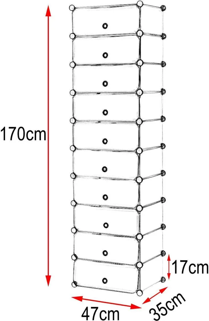 Meuble à chaussures Rootz - Système de rangement modulable 48x173x36 cm
