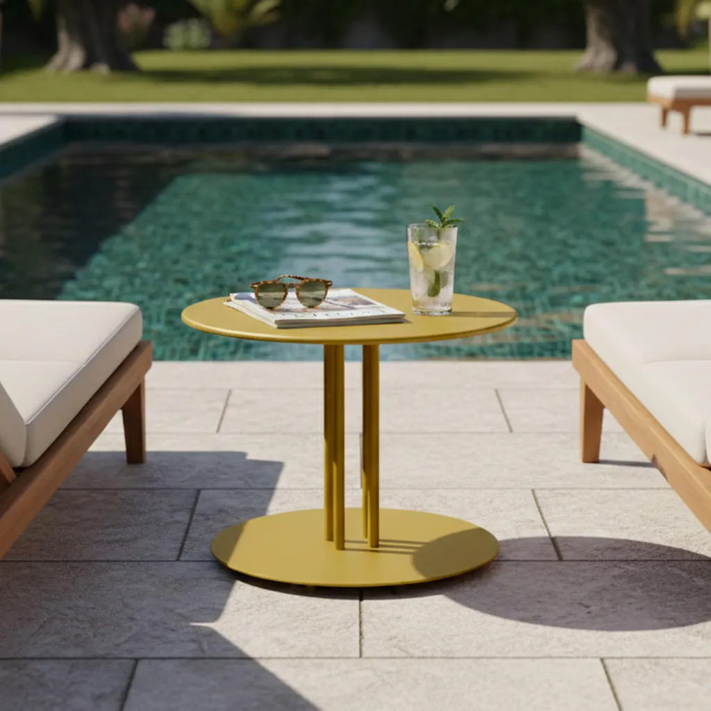 Petite table d'appoint extérieure Skiro jaune 50 cm style scandinave