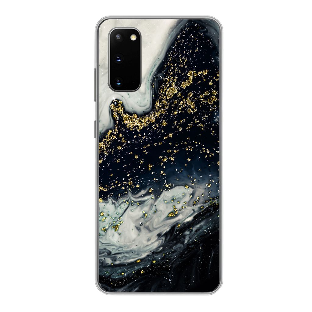 MuchoWow Handyhülle Schutzhülle Hülle für Samsung Galaxy S20 Marmor - Naturstein - Gold Silikon Softcase Handy Hülle - Bild