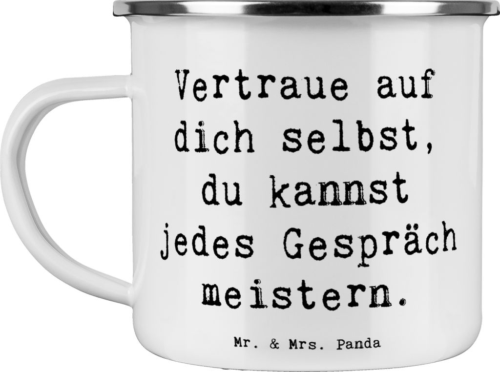 Mr. & Mrs. Panda Emaille Tasse Spruch Ein schwieriges Gespräch führen - Weiß - Geschenk, Trost, Zuversicht, Emotionen, Vertrauem, herausfordernd...