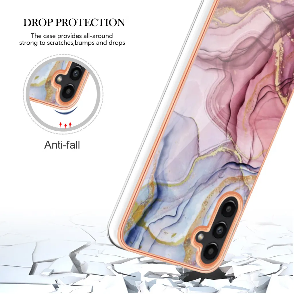 Custodia Samsung Galaxy A35 Silicone TPU Oro Rosa con Fantasia Floreale - 6
