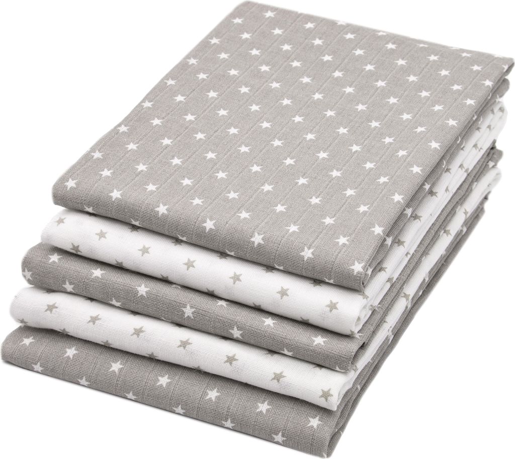 5er Set Spucktücher, 100% Baumwolle, 80x80 cm, Produktbild 